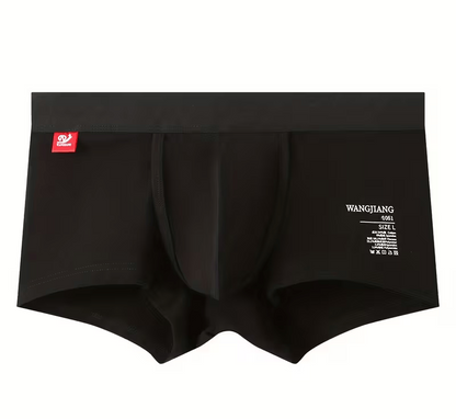 Black men's underwear with brand logo on a white background