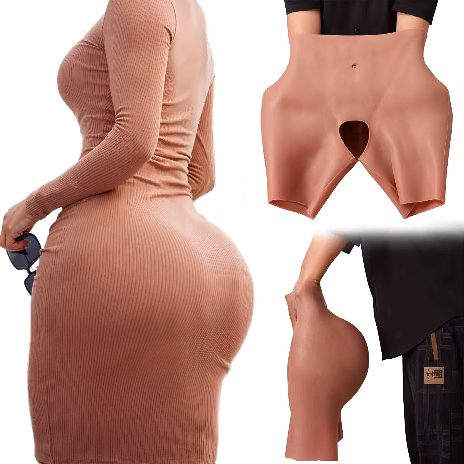 Model wearing secret curve silicone BBL Shapewear shorts